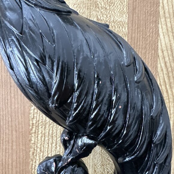Black Peacock Peahen Bird Tall Vintage USA Hollywood Regency - Picture 3 of 16